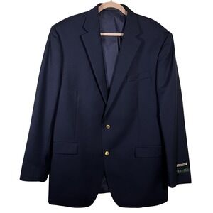 Lauren Ralph Lauren Blazer Jacket Total Comfort Navy 43L 100% Wool 2 Button